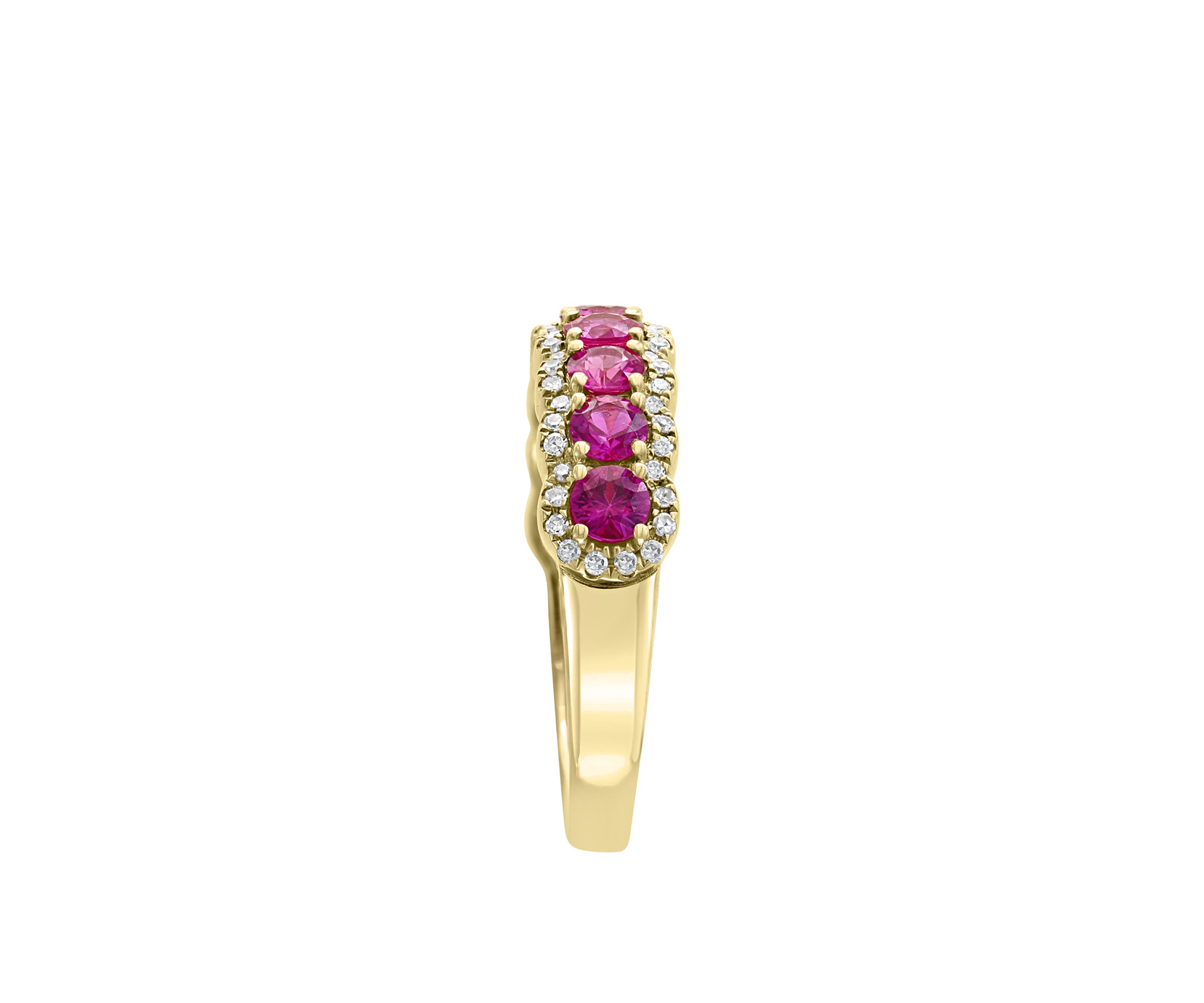 1/4 ct. t.w. Diamond, 1.28 ct. t.w. Natural Ruby Ring in 14K Yellow Gold