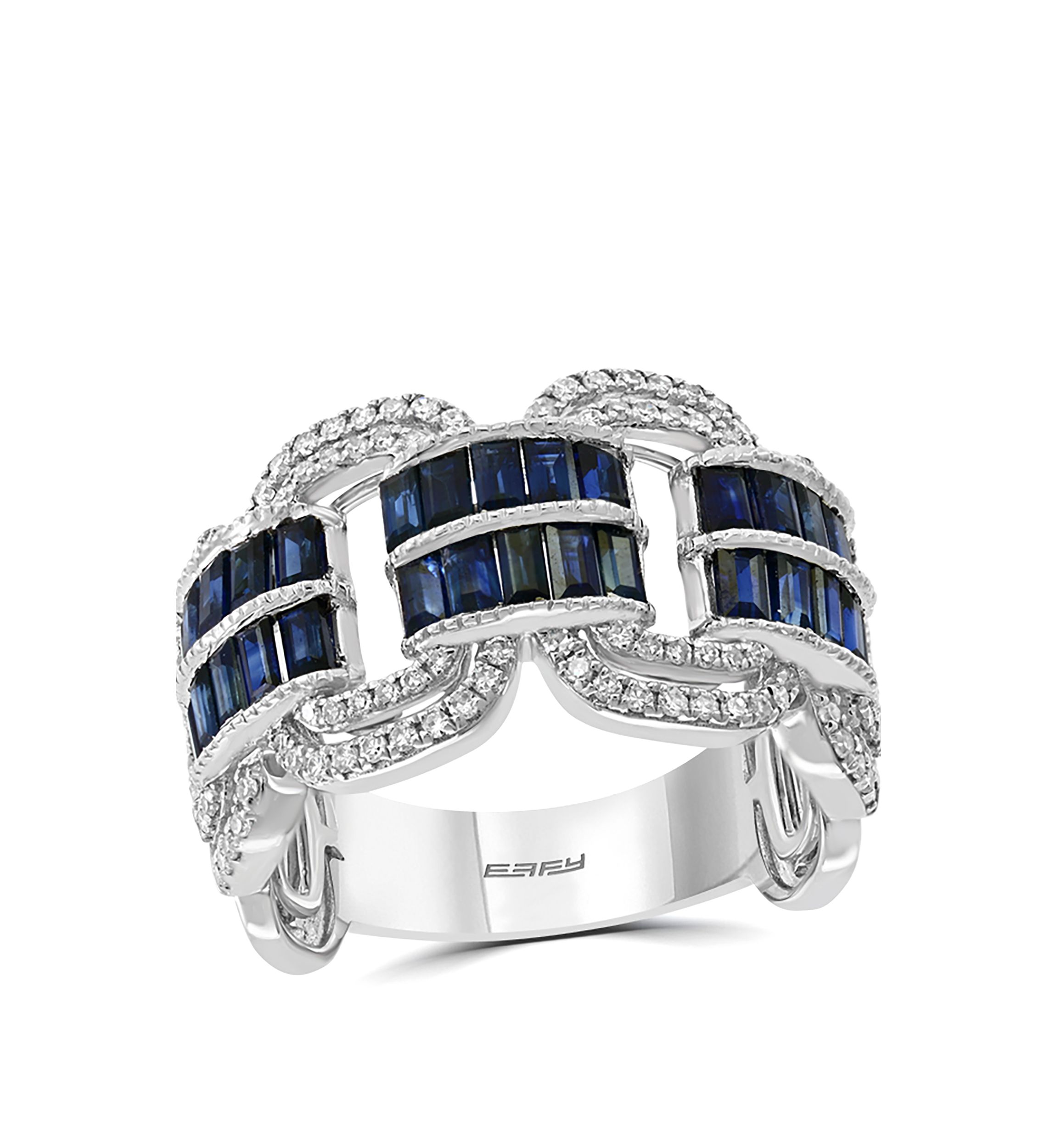 3/8 ct. t.w. Diamond and 1.85 ct. t.w. Natural Sapphire Ring in 14k White Gold