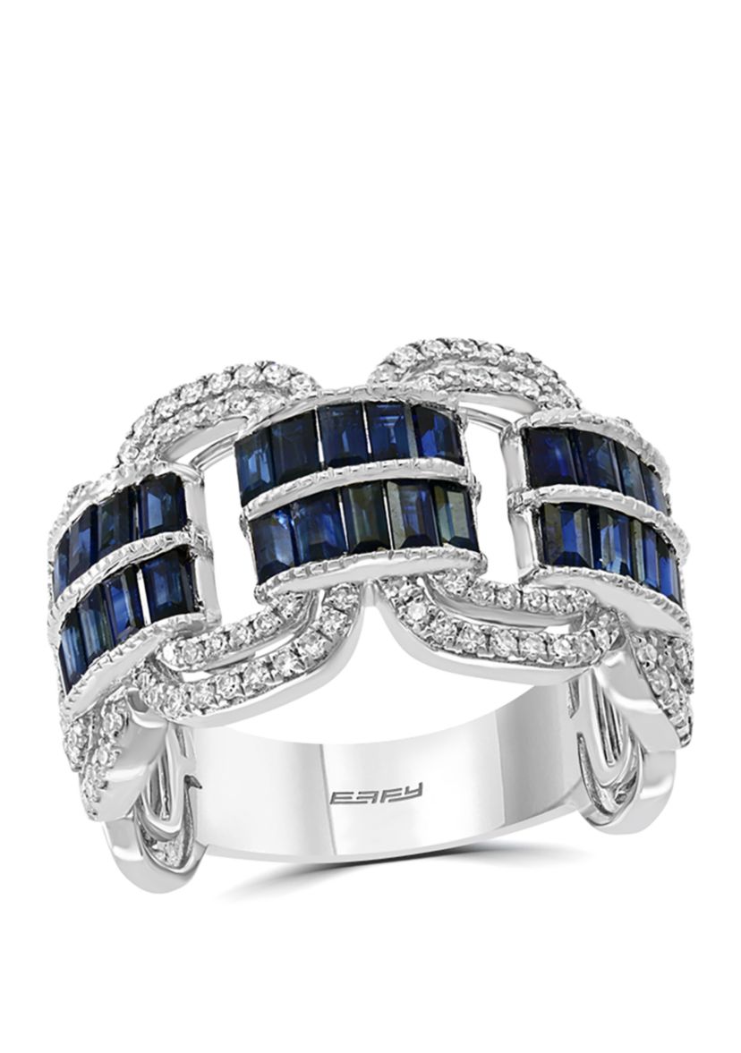 3/8 ct. t.w. Diamond and 1.85 ct. t.w. Natural Sapphire Ring in 14k White Gold