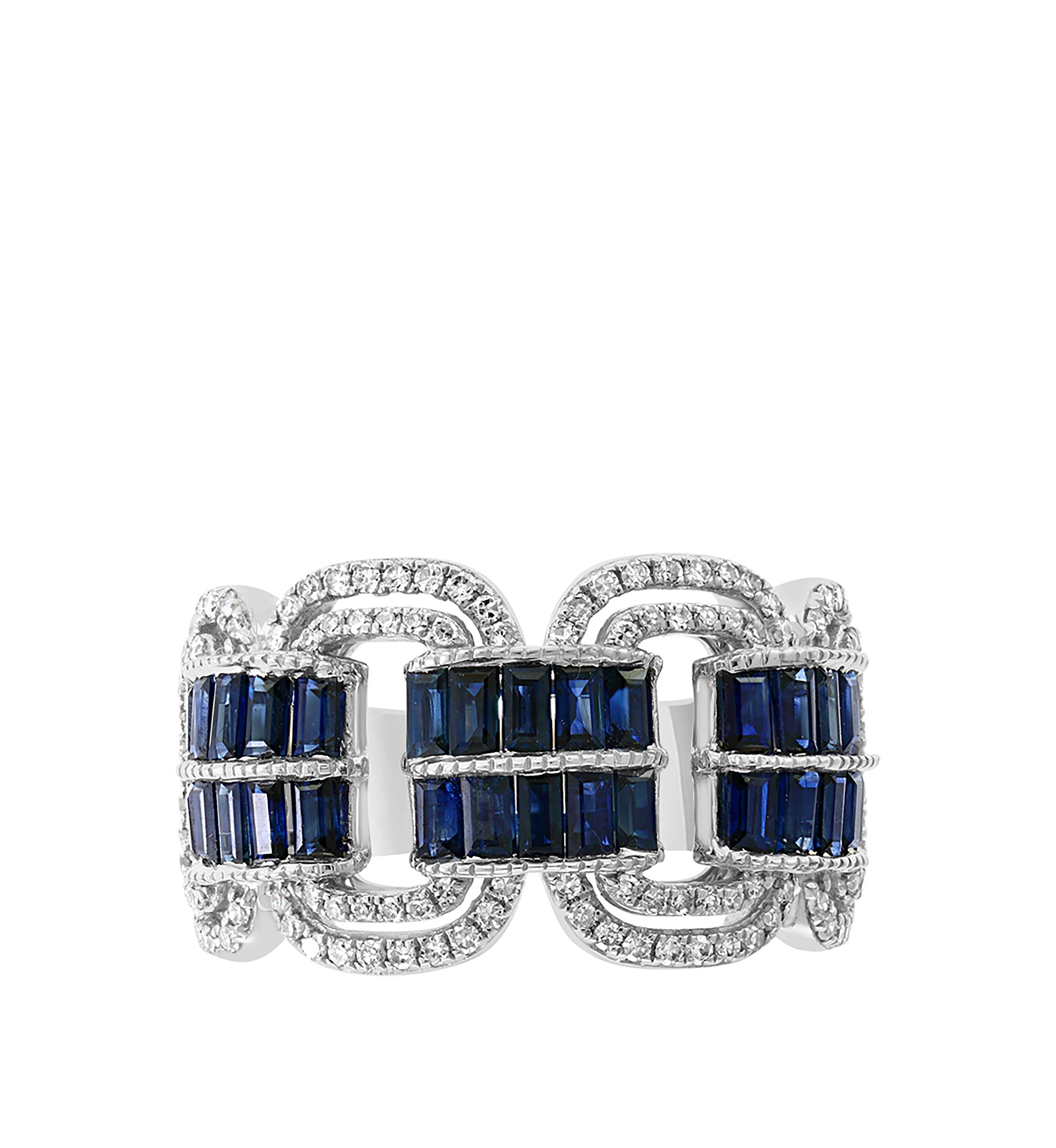 3/8 ct. t.w. Diamond and 1.85 ct. t.w. Natural Sapphire Ring in 14k White Gold