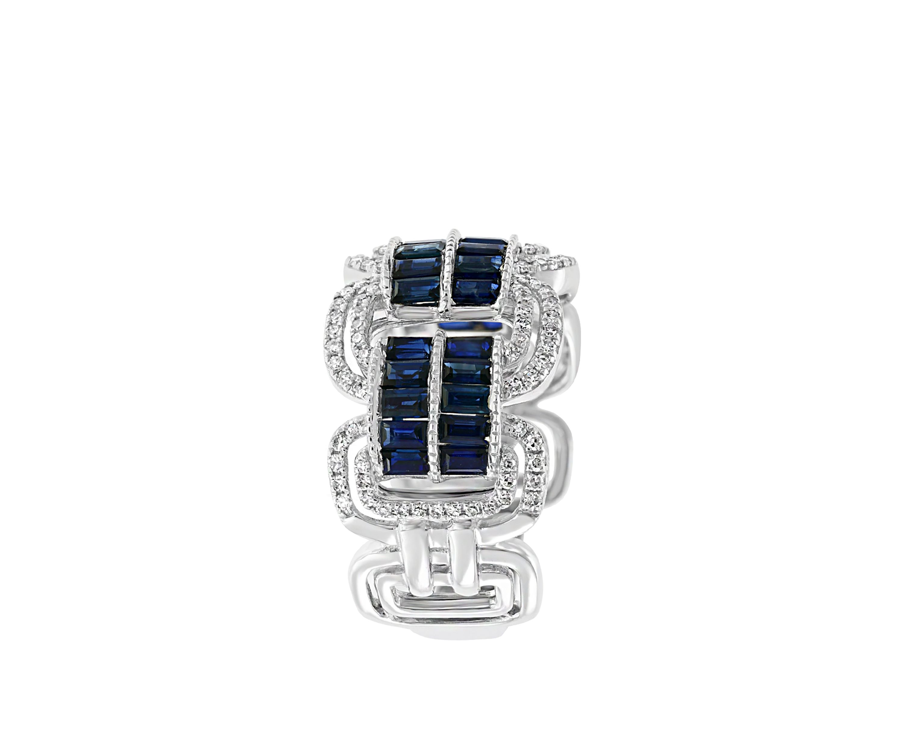 3/8 ct. t.w. Diamond and 1.85 ct. t.w. Natural Sapphire Ring in 14k White Gold