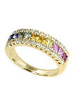 1/8 ct. t.w. Diamond and 1.33 ct. t.w. Sapphire, Green Sapphire, Pink Sapphire, and Yellow Sapphire Ring in 14K Yellow Gold