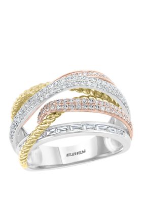 Effy 3/4 Ct. T.w. Diamond Ring In 14K Tri Color Gold, 7 -  0191120301518
