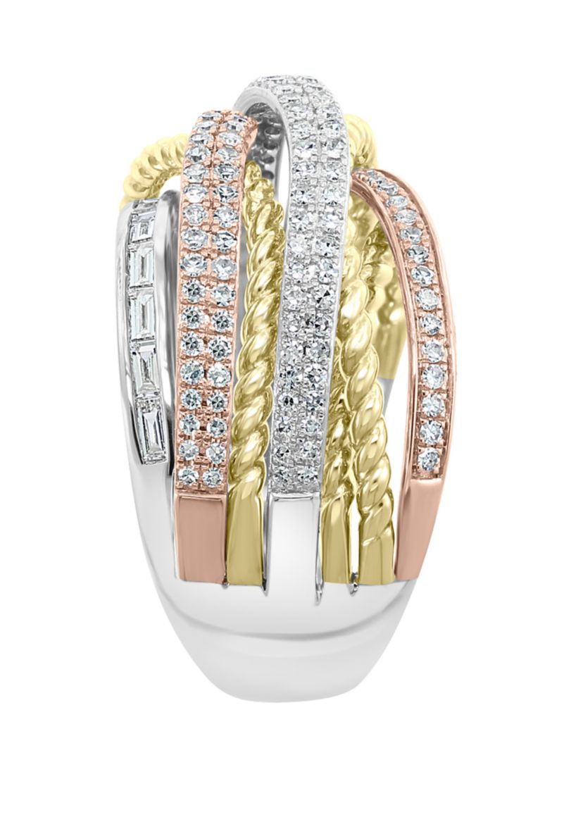 3/4 ct. t.w. Diamond Ring in 14K Tri Color Gold