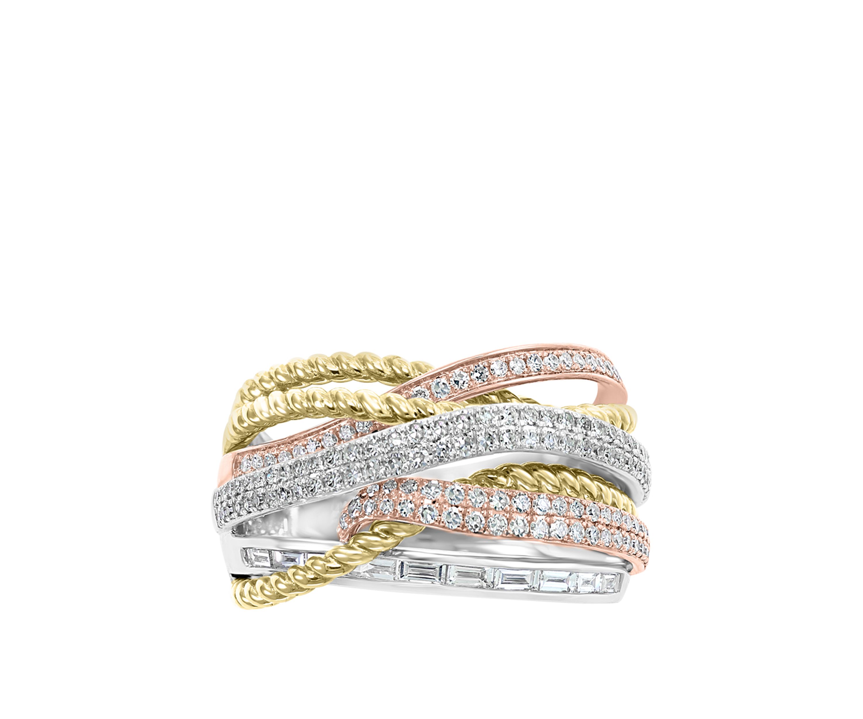 3/4 ct. t.w. Diamond Ring in 14K Tri Color Gold
