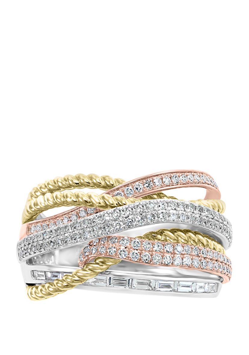 3/4 ct. t.w. Diamond Ring in 14K Tri Color Gold