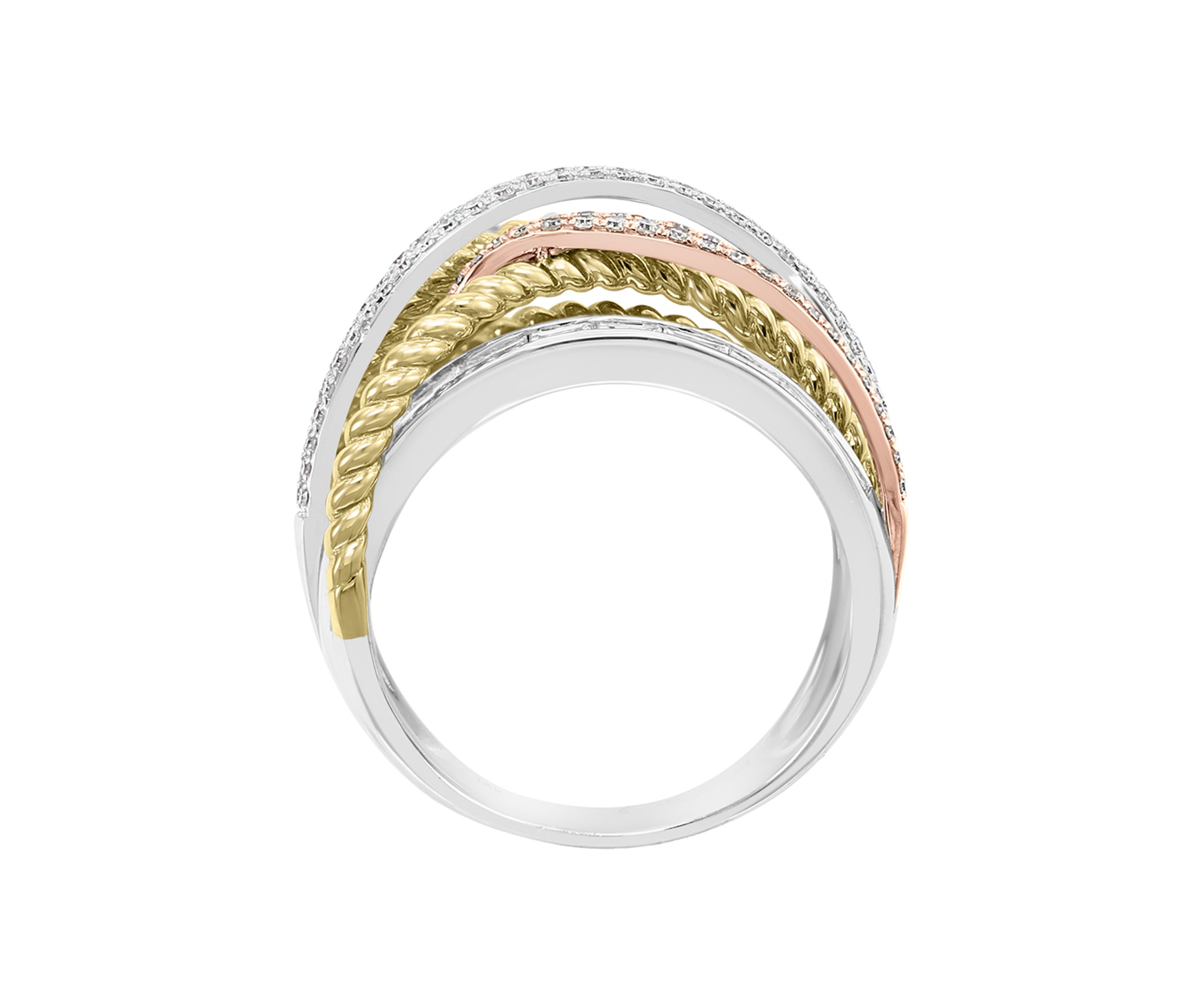 3/4 ct. t.w. Diamond Ring in 14K Tri Color Gold