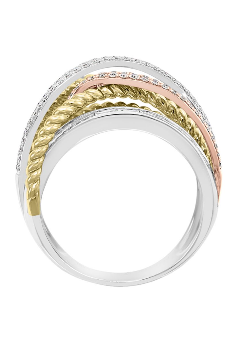 3/4 ct. t.w. Diamond Ring in 14K Tri Color Gold