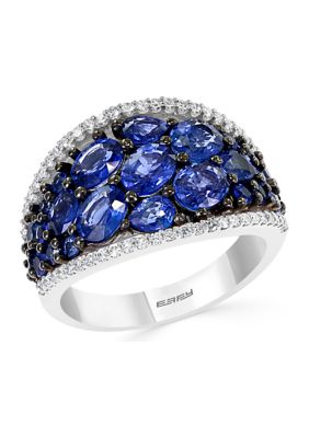 Effy 1/4 Ct. T.w. Diamond And 4 Ct. T.w. Sapphire Ring In 14K White Gold, 7 -  0191120317083