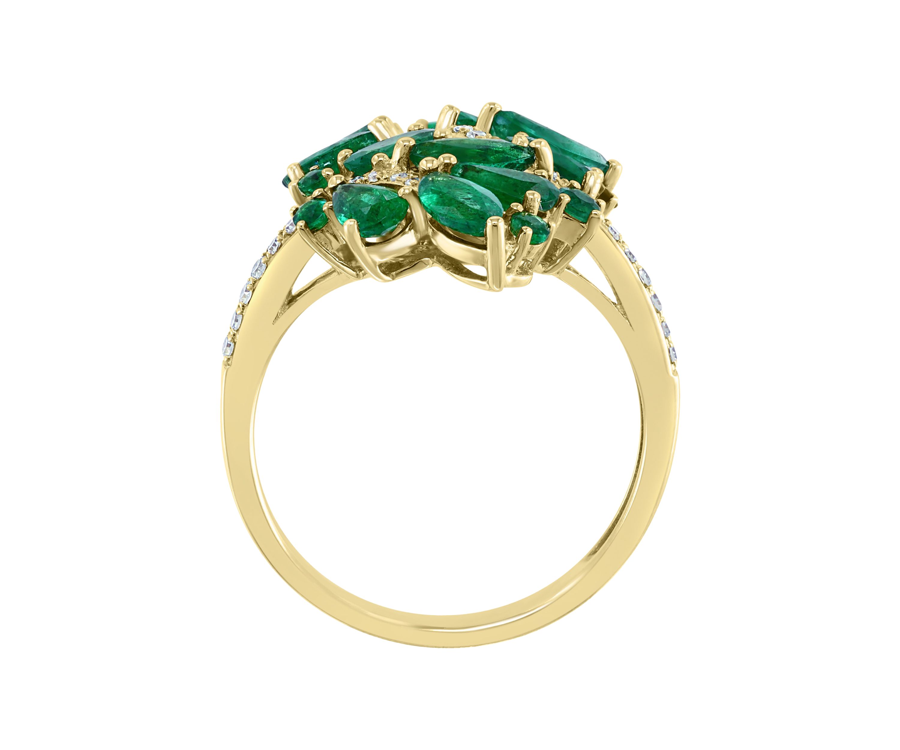 1/5 ct. t.w. Diamond and 2.56 ct. t.w. Emerald Ring in 14K Yellow Gold 