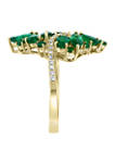 1/5 ct. t.w. Diamond and 2.56 ct. t.w. Emerald Ring in 14K Yellow Gold 