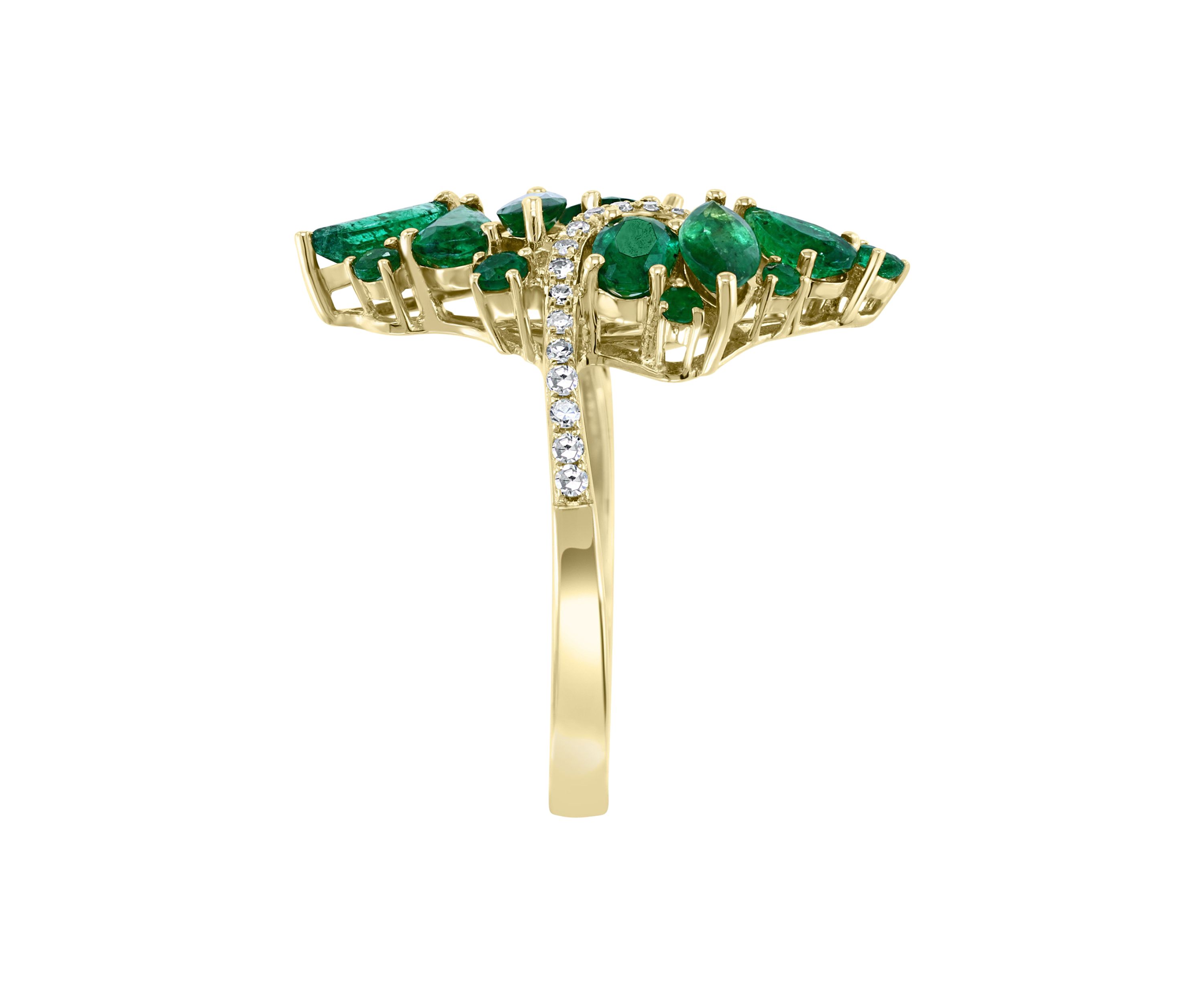 1/5 ct. t.w. Diamond and 2.56 ct. t.w. Emerald Ring in 14K Yellow Gold 