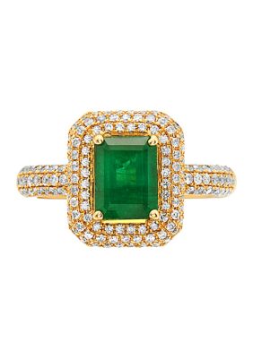 Effy 1.42 Ct. T.w. Emerald And 1/2 Ct. T.w. Diamond Ring In 14K Yellow Gold, 7 -  0191120330334