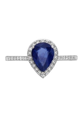 Effy 1.05 Ct. T.w. Sapphire And 1/6 Ct. T.w. Diamonds Ring In 14K White Gold, 7 -  0191120340104