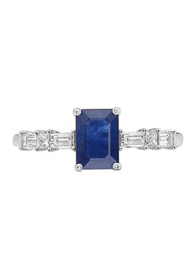 Effy 1.05 Sapphire And 1/4 Ct. T.w. Diamond Ring In 14K White Gold