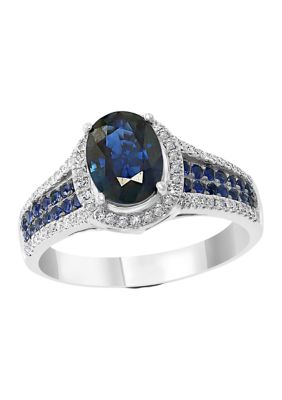 Effy 1/4 Ct. T.w. Diamond And 1.65 Ct. T.w. Sapphire Ring In 14K White Gold