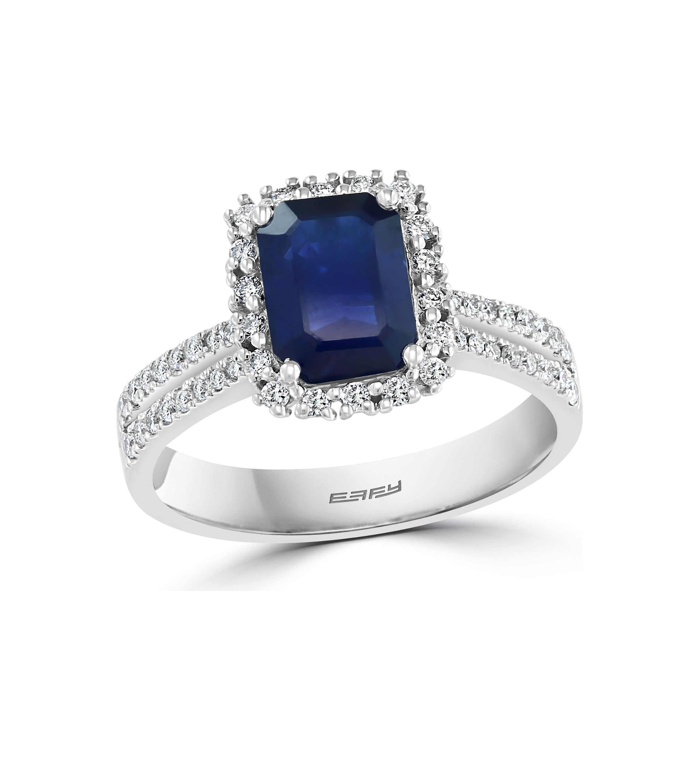 1.52 ct. t.w. Sapphire and 1/3 ct. t.w. Diamond Ring in 14K White Gold