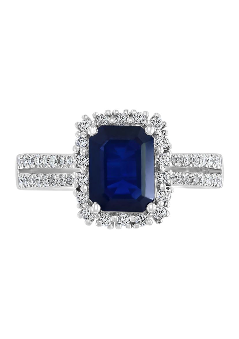 1.52 ct. t.w. Sapphire and 1/3 ct. t.w. Diamond Ring in 14K White Gold