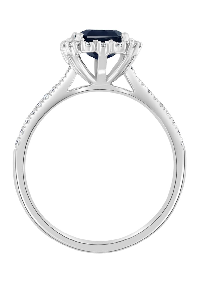 1.52 ct. t.w. Sapphire and 1/3 ct. t.w. Diamond Ring in 14K White Gold