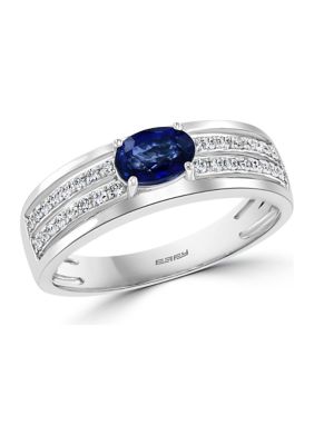 Effy 1/2 Ct. T.w. Natural Sapphire And 1/6 Ct. T.w. Diamond Ring In Sterling Silver