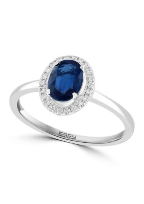 Effy 14K White Gold Diamond And Natural Sapphire Ring