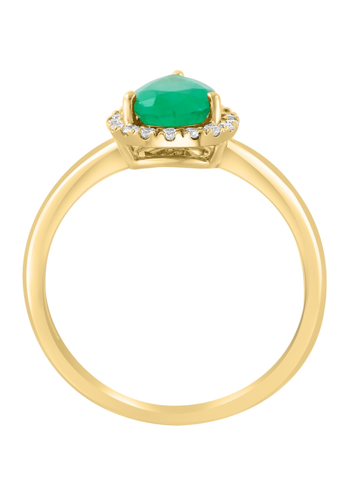 14K Yellow Gold Diamond and Natural Emerald Ring