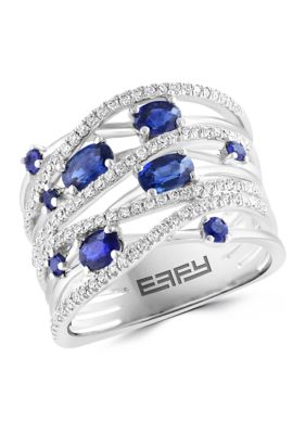 Effy 1.32 ct. t.w. Diamond and 3/8 ct. t.w. Sapphire Ring in 14K White Gold -  5400452WZ0EU73DS3