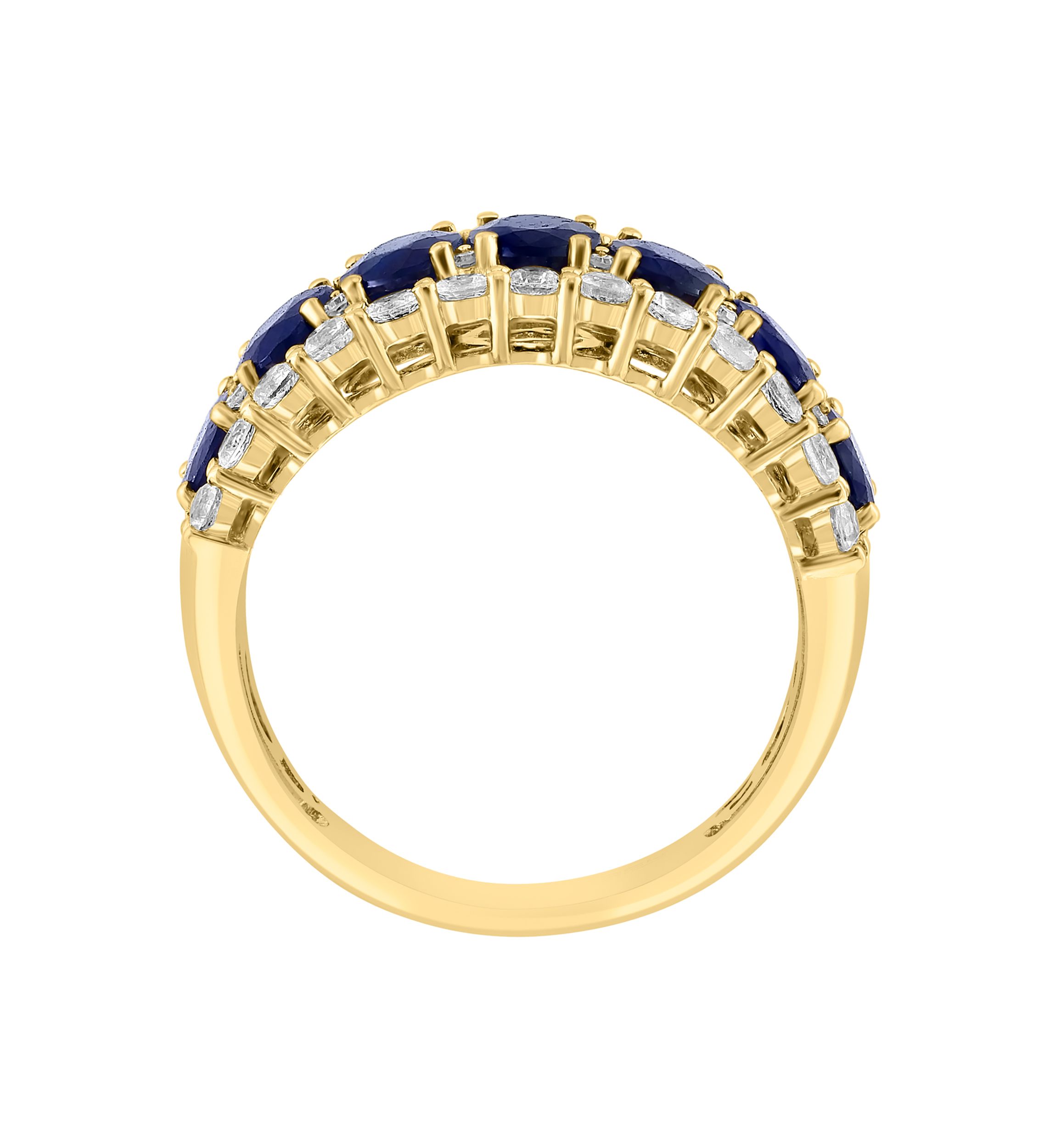 Diamond, Sapphire and White Sapphire Ring in 14K Yellow Gold