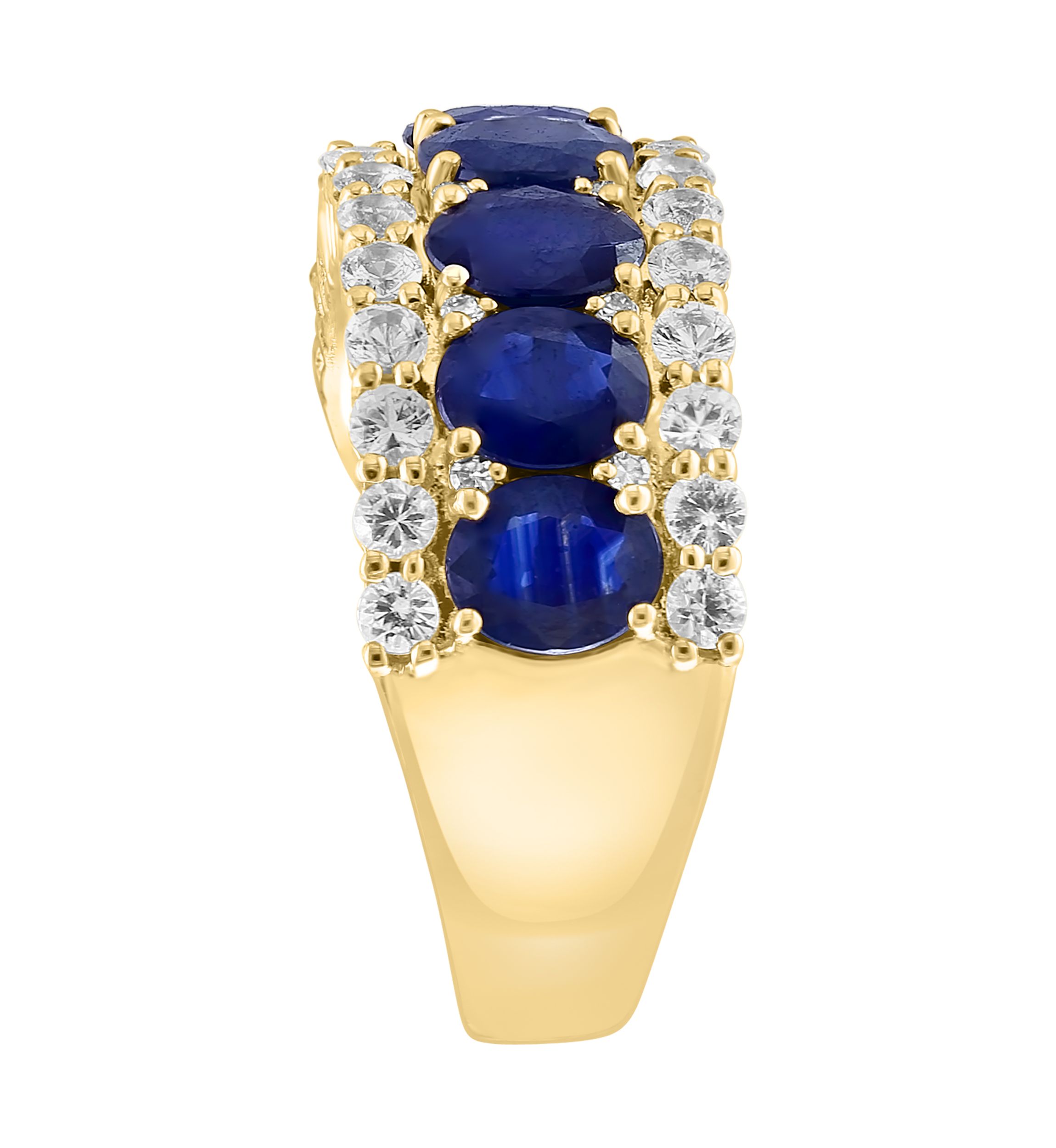Diamond, Sapphire and White Sapphire Ring in 14K Yellow Gold