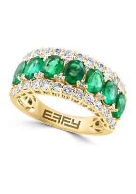 Effy Diamond, Emerald And White Sapphire Ring In 14K Yellow Gold, 7 -  0191120782737