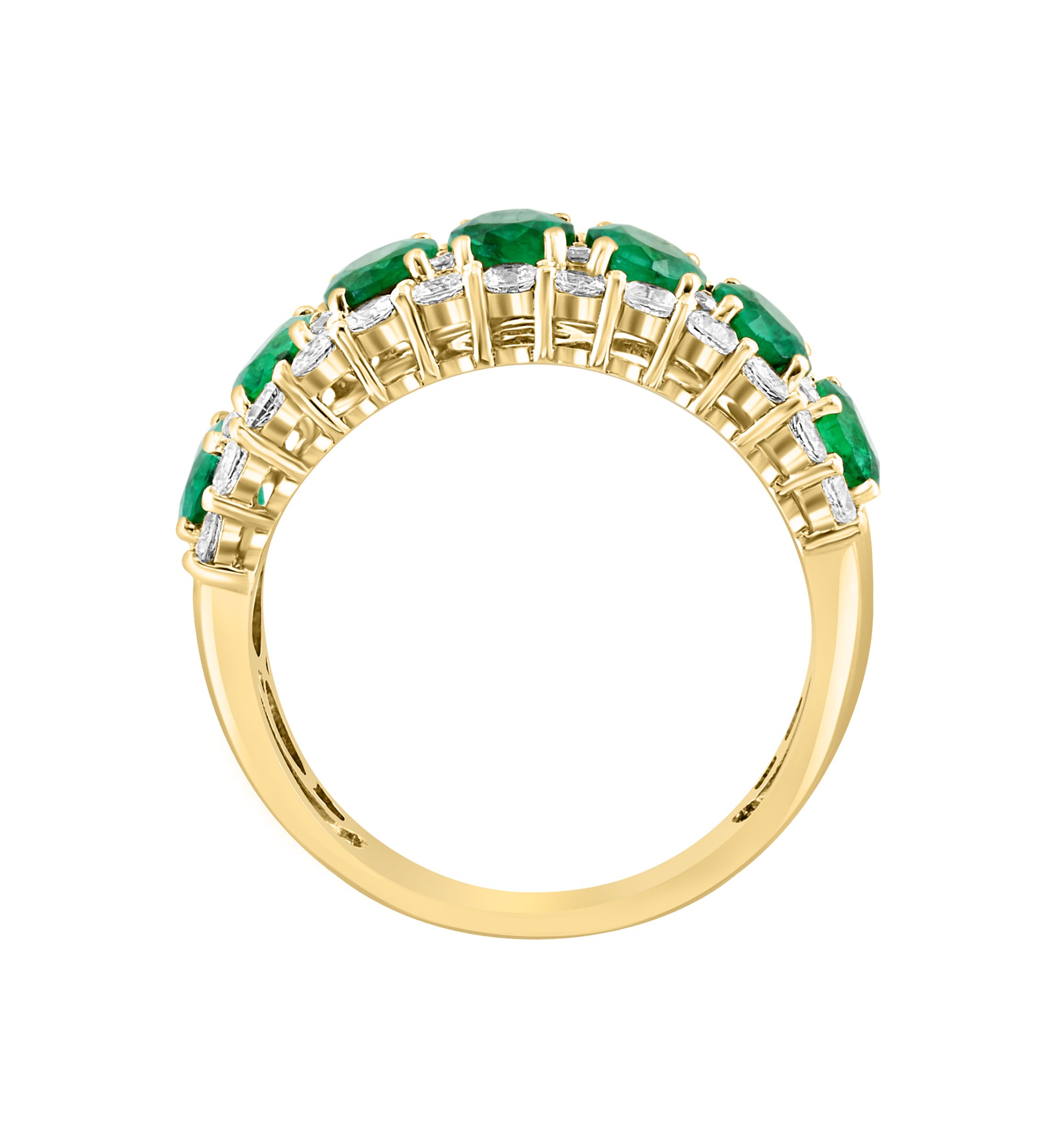 Diamond, Emerald and White Sapphire Ring in 14K Yellow Gold