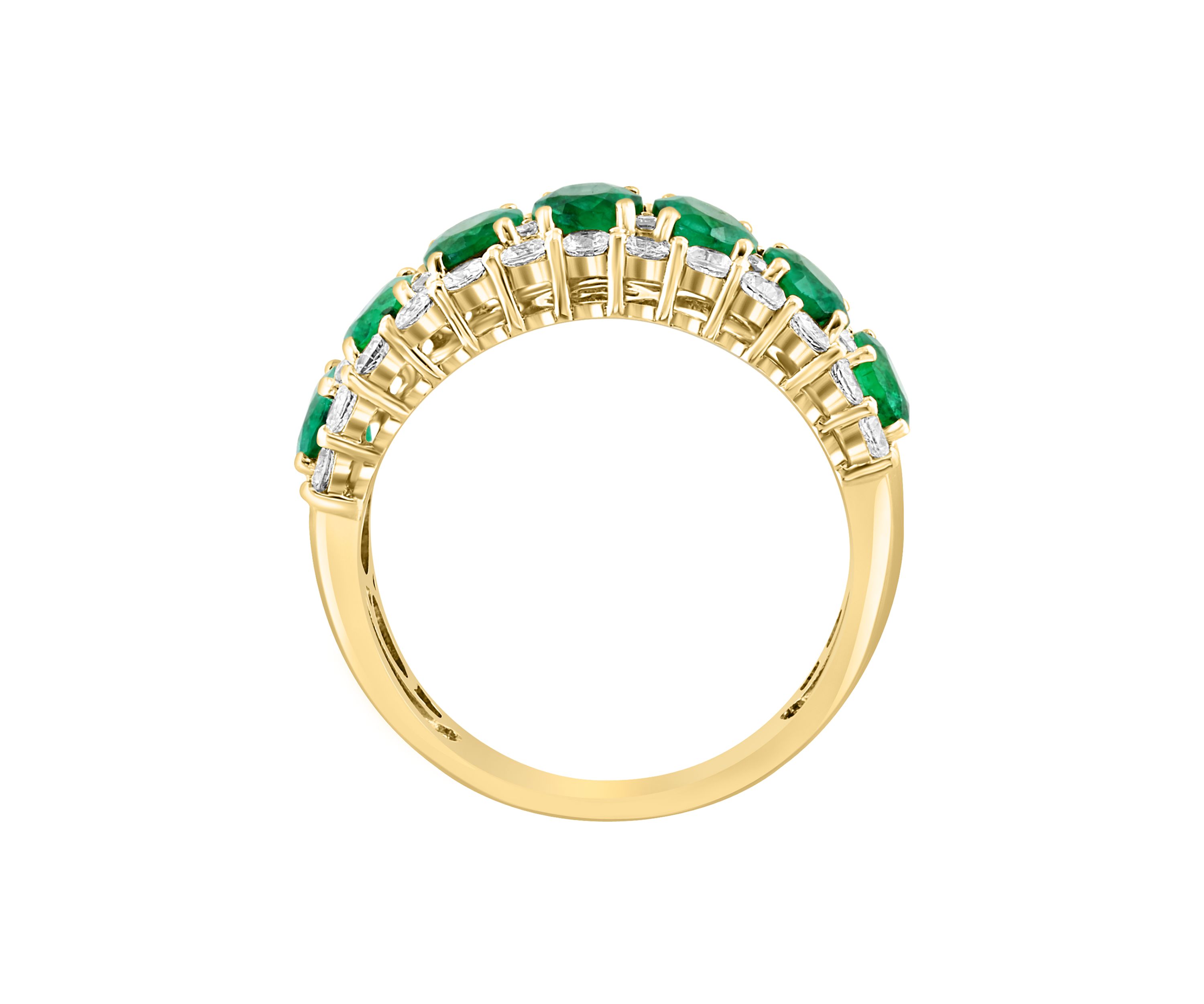 Diamond, Emerald and White Sapphire Ring in 14K Yellow Gold