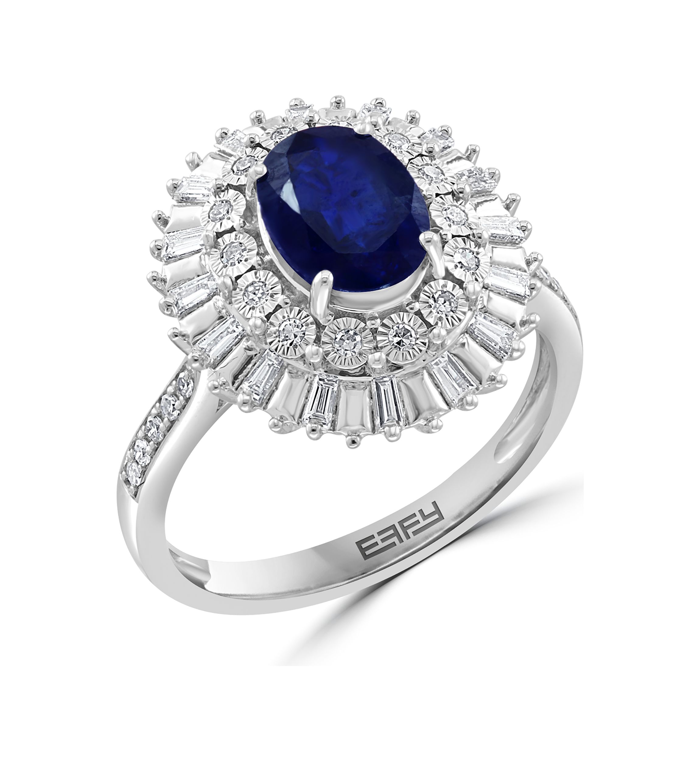 14K White Gold Diamond and Natural Sapphire Ring