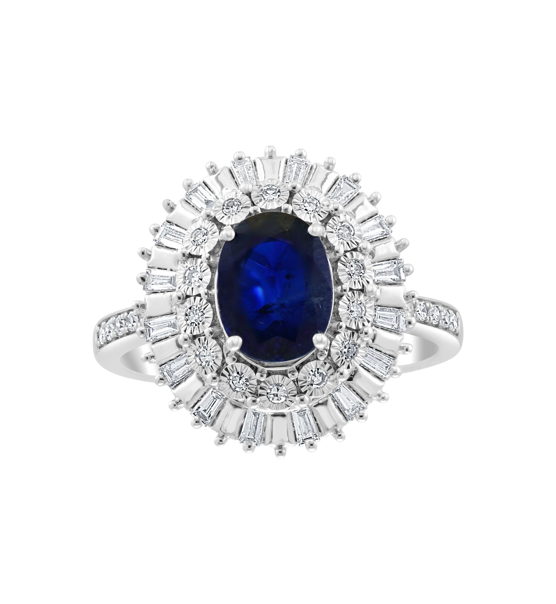 14K White Gold Diamond and Natural Sapphire Ring