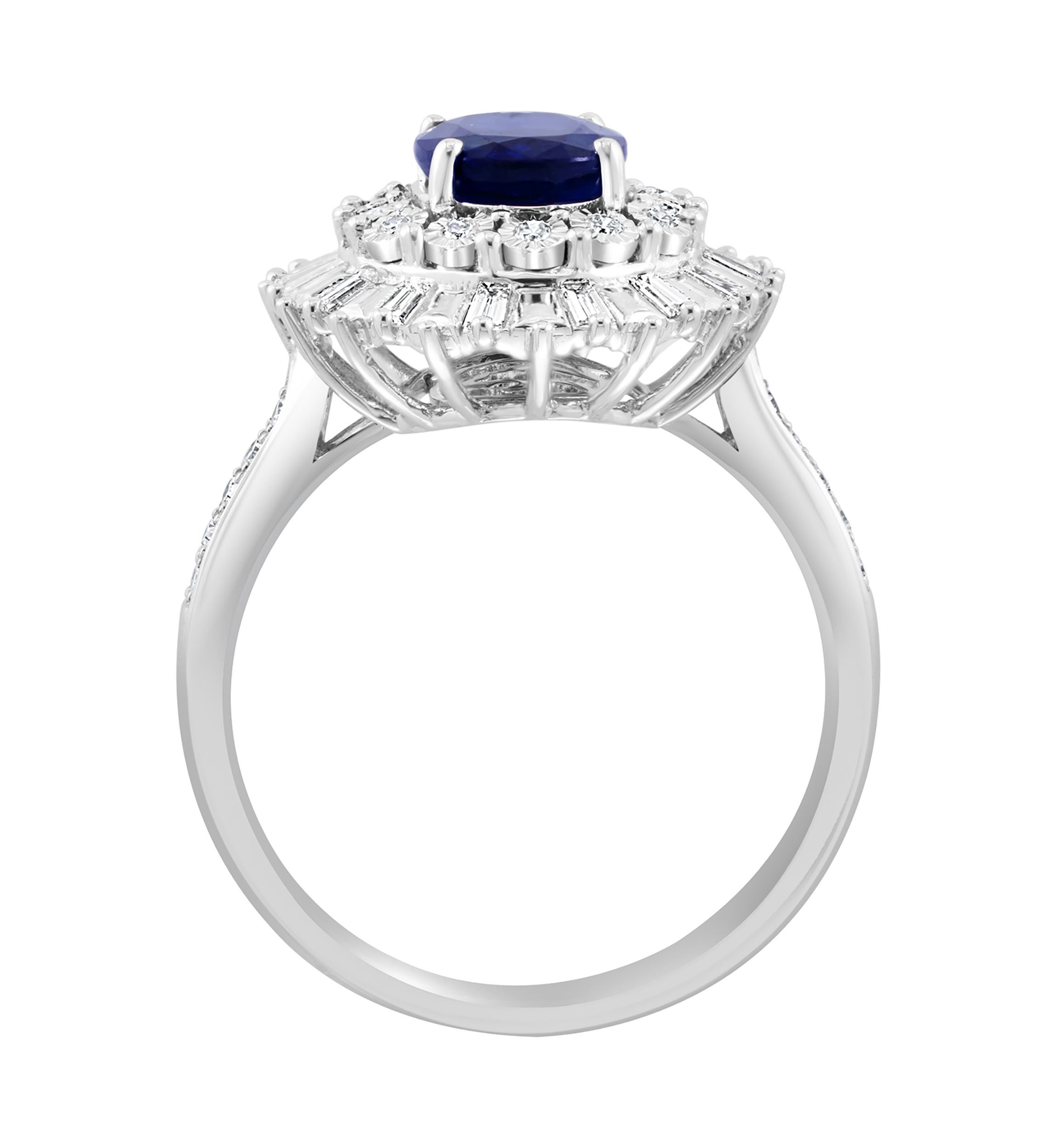 14K White Gold Diamond and Natural Sapphire Ring