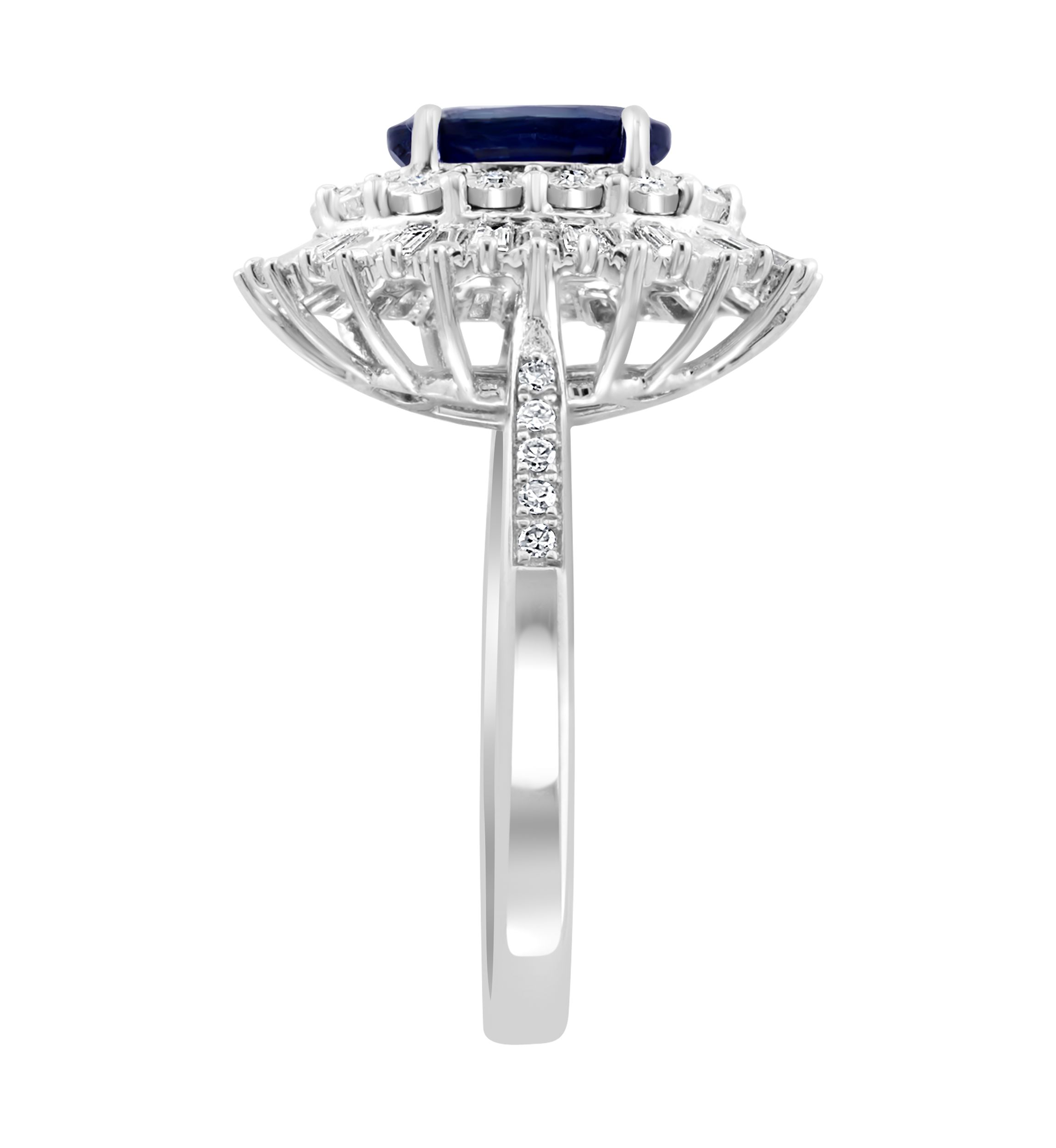 14K White Gold Diamond and Natural Sapphire Ring