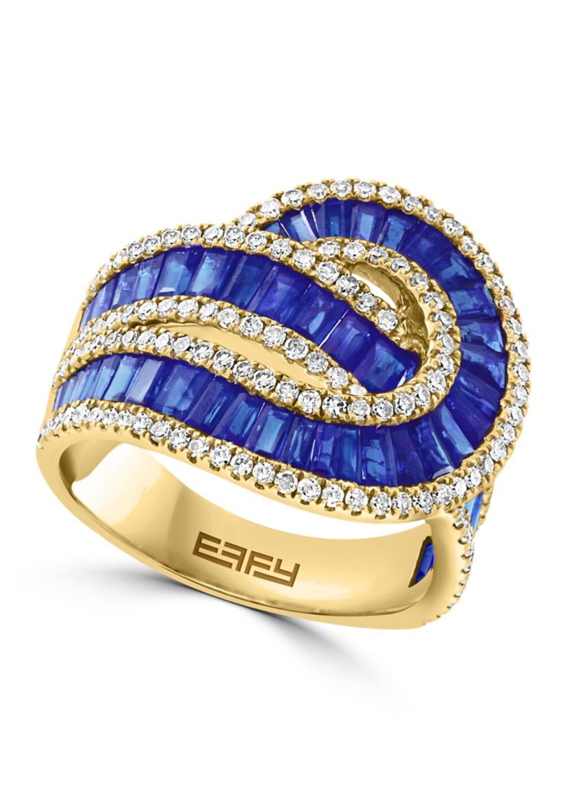 5/8 ct. t.w. Diamond and Sapphire Ring in 14K Yellow Gold