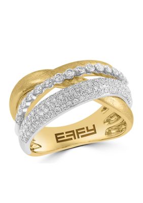 Effy 14K White Gold and Yellow Gold Diamond Ring -  5400452WZ0GJ80DD5