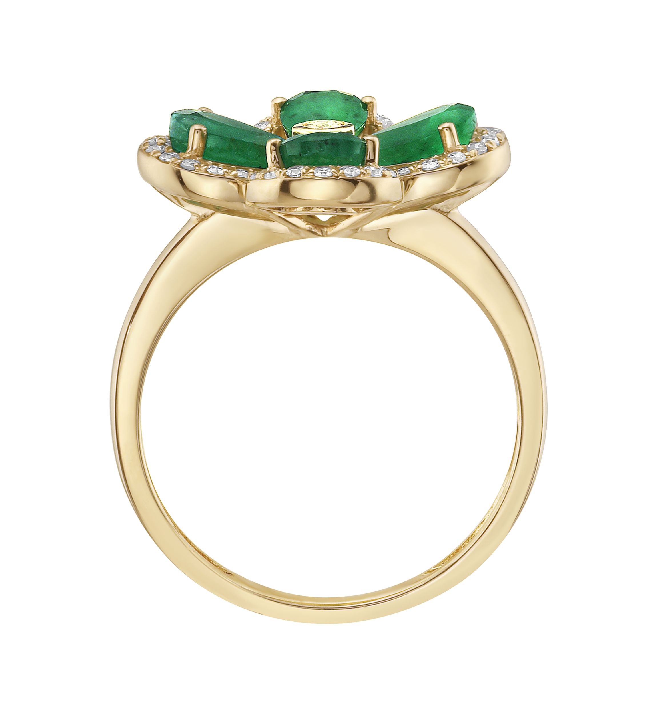 1/5 ct. t.w. Diamond, 1.52 ct. t.w. Emerald Ring in 14K Yellow Gold