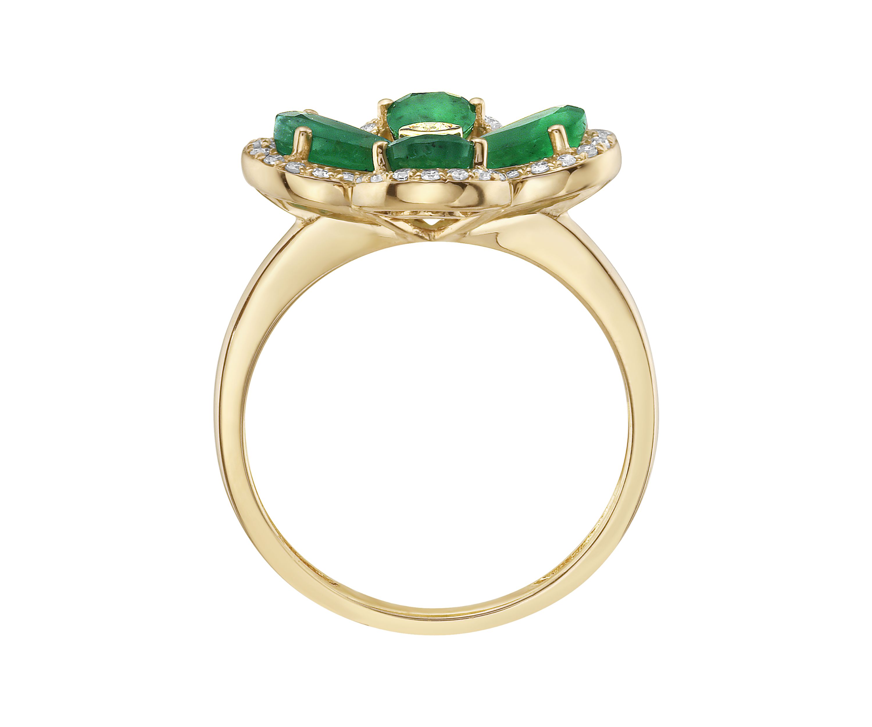 1/5 ct. t.w. Diamond, 1.52 ct. t.w. Emerald Ring in 14K Yellow Gold