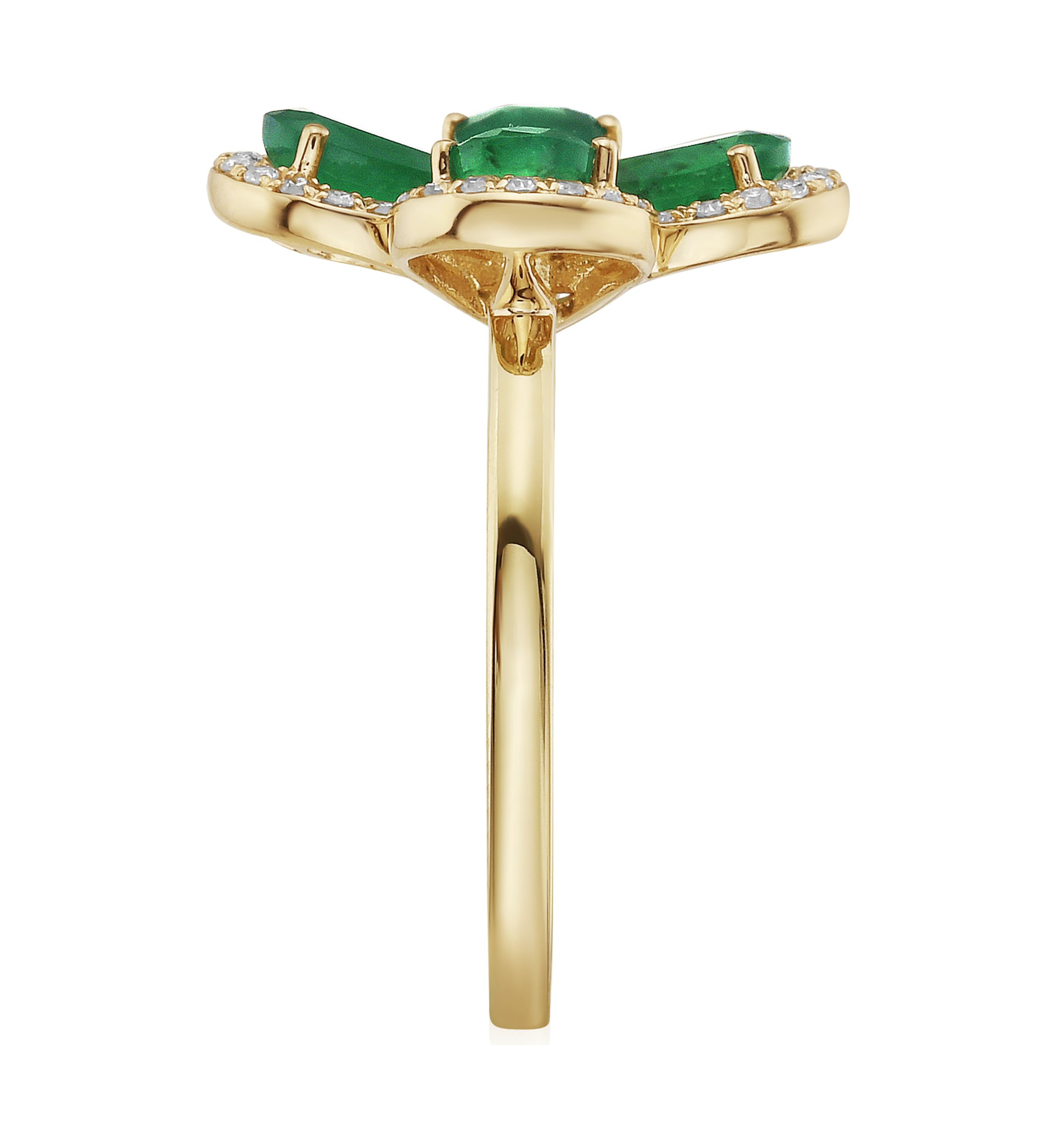1/5 ct. t.w. Diamond, 1.52 ct. t.w. Emerald Ring in 14K Yellow Gold