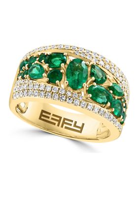 Effy 3/8 ct. t.w. Diamond, 1.79 ct. t.w. Emerald Ring in 14K Yellow Gold -  5400452WZ0GS65DE4