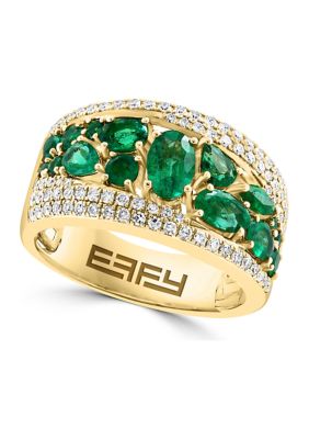 Effy 3/8 Ct. T.w. Diamond, 1.79 Ct. T.w. Emerald Ring In 14K Yellow Gold -  0191120784649
