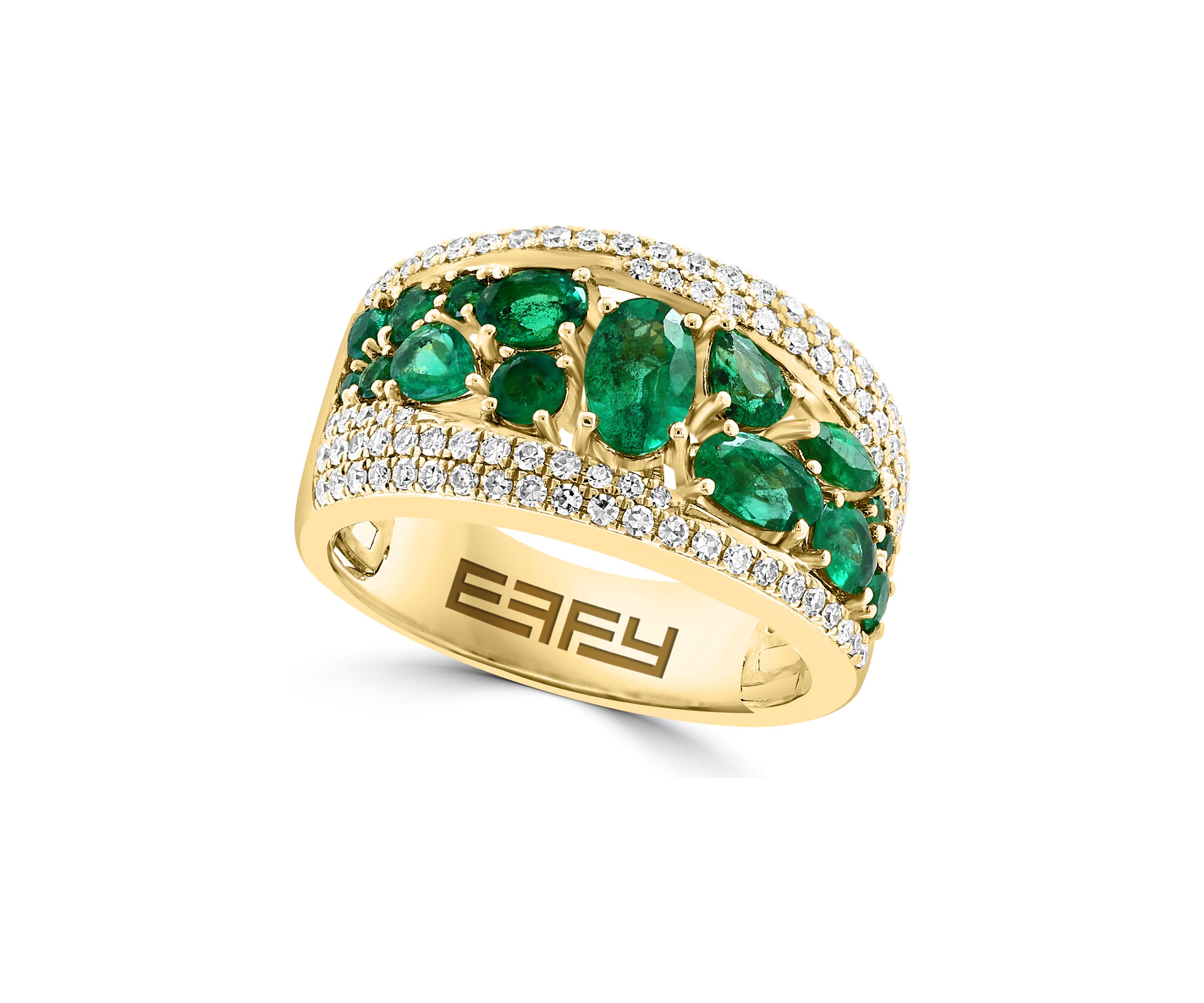 3/8 ct. t.w. Diamond, 1.79 ct. t.w. Emerald Ring in 14K Yellow Gold