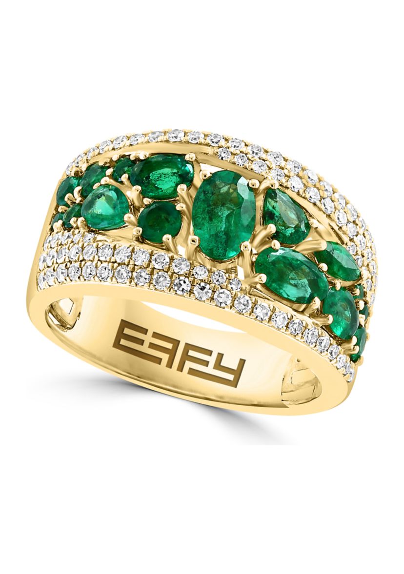 3/8 ct. t.w. Diamond, 1.79 ct. t.w. Emerald Ring in 14K Yellow Gold