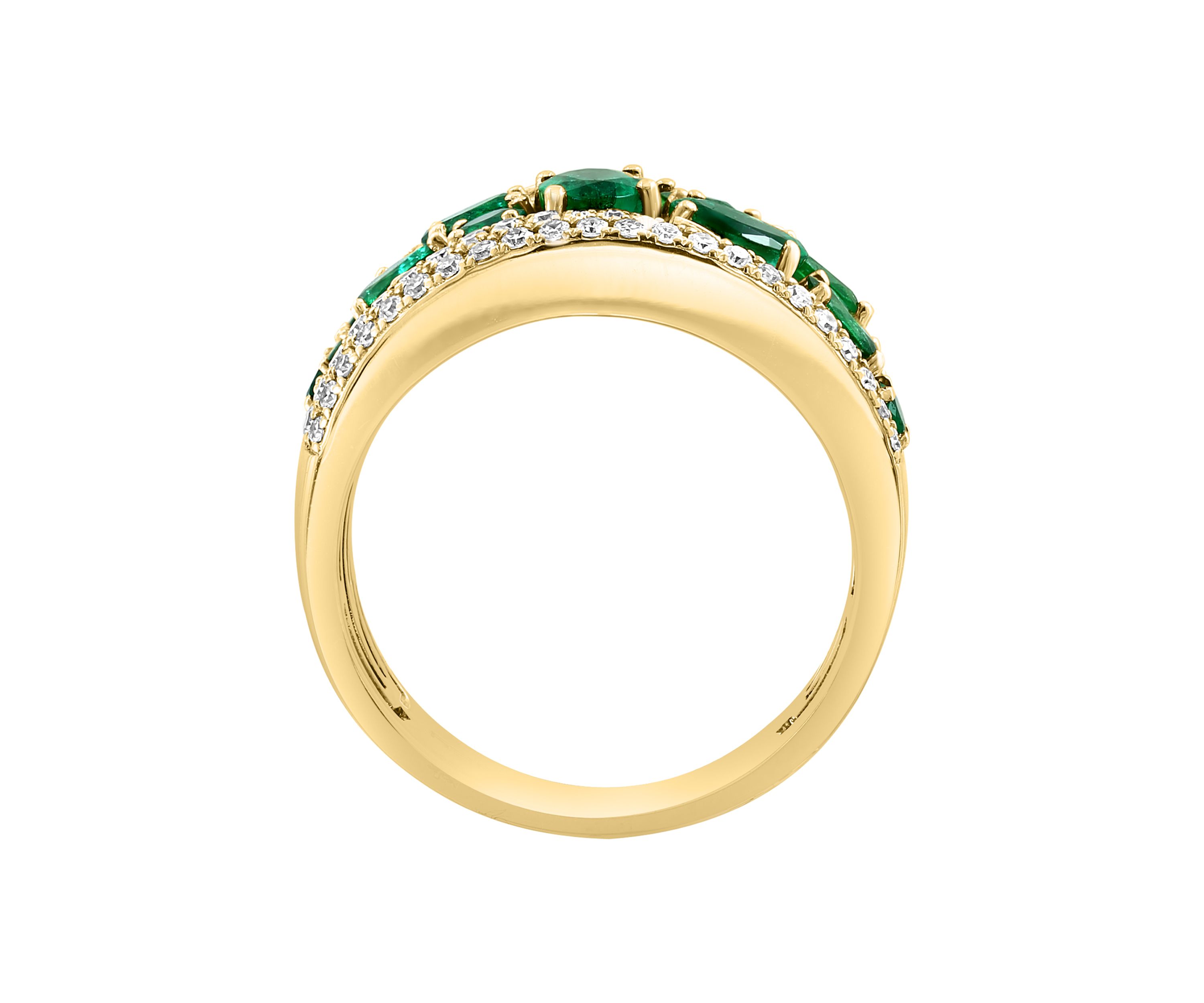 3/8 ct. t.w. Diamond, 1.79 ct. t.w. Emerald Ring in 14K Yellow Gold