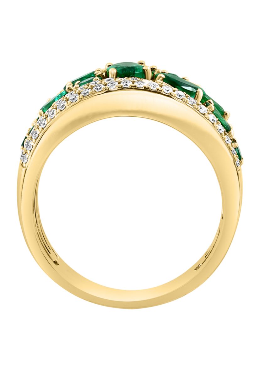 3/8 ct. t.w. Diamond, 1.79 ct. t.w. Emerald Ring in 14K Yellow Gold