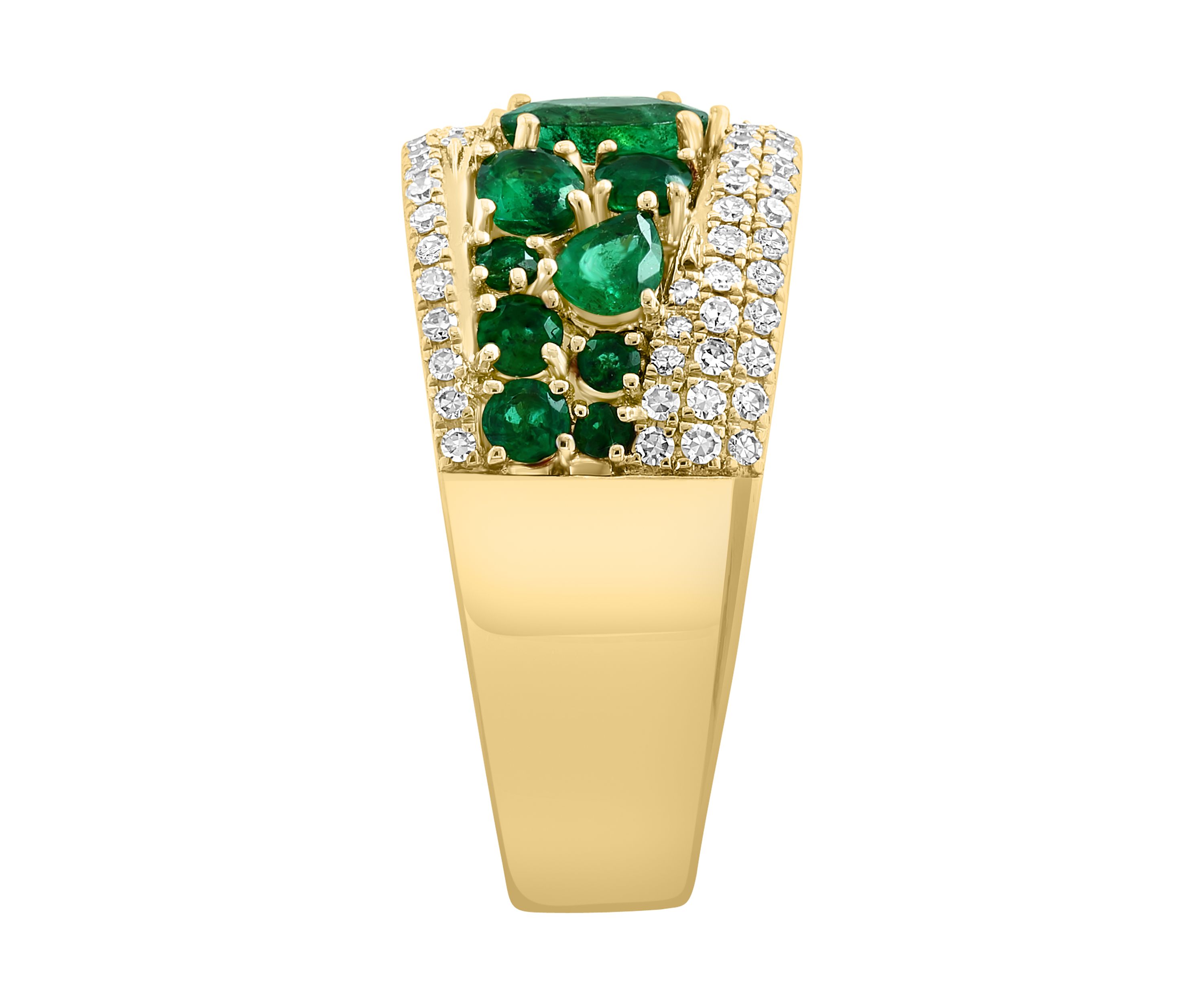 3/8 ct. t.w. Diamond, 1.79 ct. t.w. Emerald Ring in 14K Yellow Gold