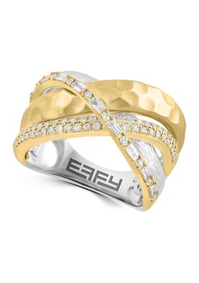 Effy 1/2 Ct. T.w. Diamond Band Ring In 14K White And Yellow Gold