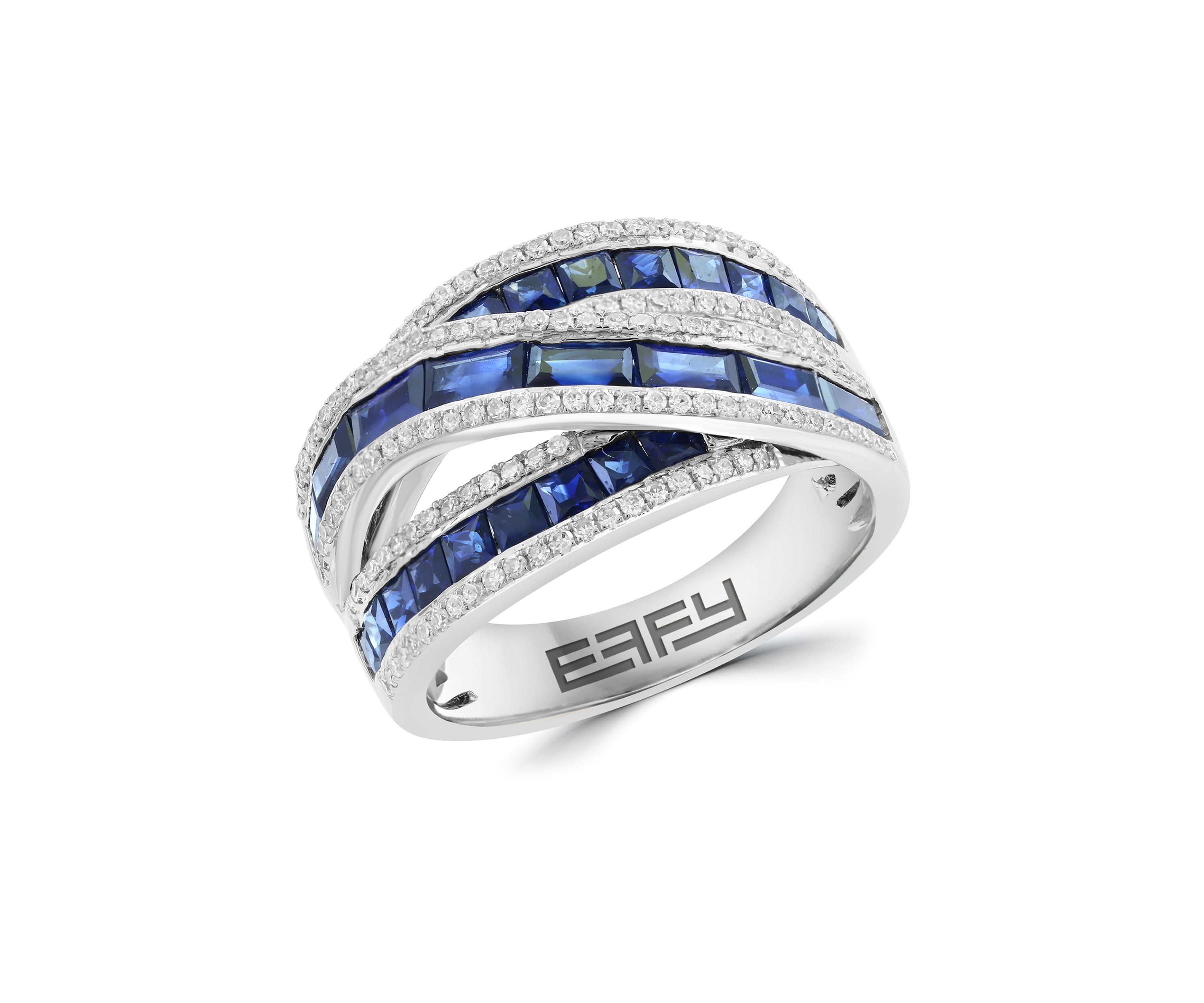 14K White Gold Diamond Sapphire Ring 